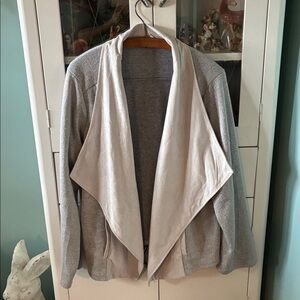 Skies Are Blue sz 2X Open Front Cardigan faux suede look for draped part euc